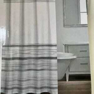 Gray Striped Fabric Shower Curtain 72 x 72 NEW